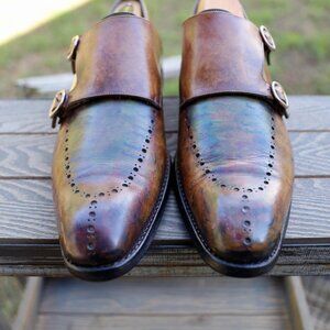Calzoleria Harris 9 Multicolor Double Monk Cap Toe Mens Dress Shoes